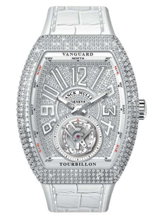 Buy Franck Muller Vanguard Tourbillon Stainless Steel White Diamonds Case and Dial - White Replica Watch for sale Cheap Price V 41 T D CD (BC) (AC) (DIAM BLC AC)